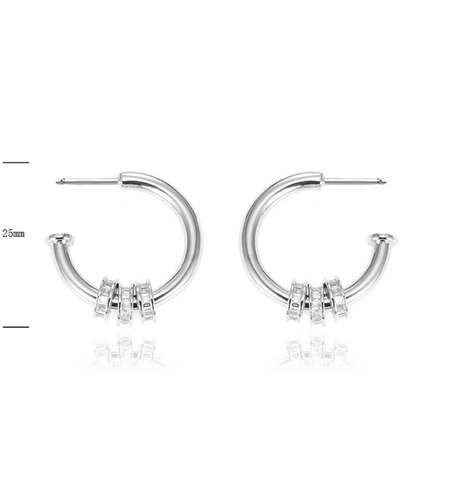 Сребърни обеци халки с орнамент | Колекция Silver Premium | Бижута Invoke.bg