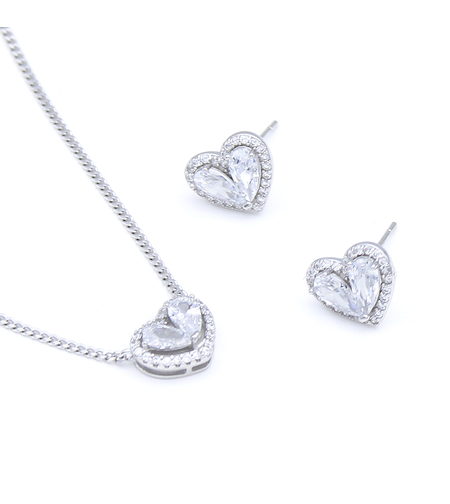 Нежен сребърен комплект сърце | колекция Delicate Silver | Бижута Invoke.bg