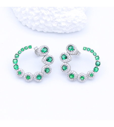 SILVER EARRINGS WITH GREEN ZIRCONIA - 2700000068212