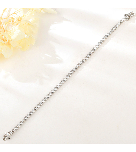 Сребърна тенис гривна с платина и кубични циркони | Колекция Silver Premium | Бижута Invoke.bg