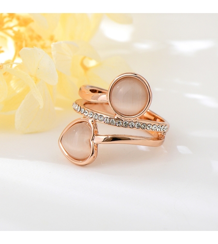 Пръстен розово позлатяване кръг и сърце | Колекция Rose Gold | Бижута Invoke.bg