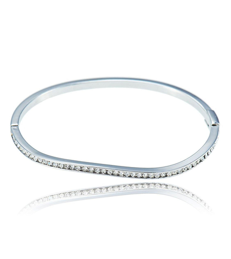 Гривна бяло позлатяване Бестселър с кристали Swarovski | Бижута Invoke.bg