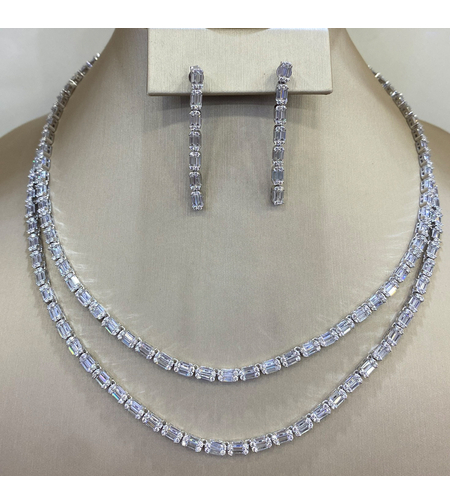 Комплект платинирано сребро с кубични циркони | Колекция Silver Premium| Бижута Invoke.bg