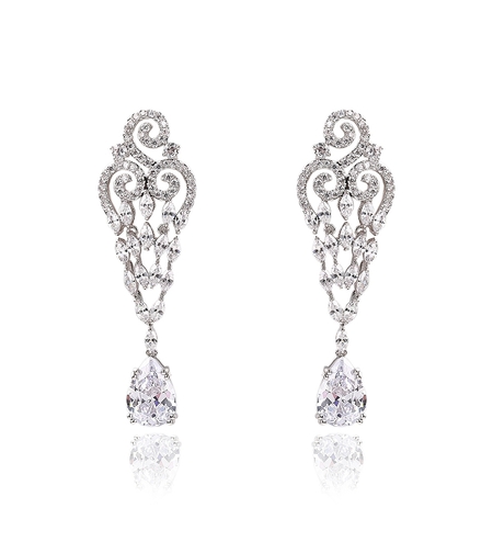 Обеци бяло позлатяване | Бижута Invoke| Колекция Luxury Secret | Бижута Invoke.bg