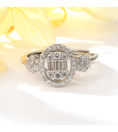 Сребърен пръстен с платина и кубични циркони | Колекция Silver Premium | Бижута Invoke.bg