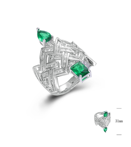 Сребърен пръстен Цвят изумруд | Колекция Silver Premium | Бижута Invoke.bg