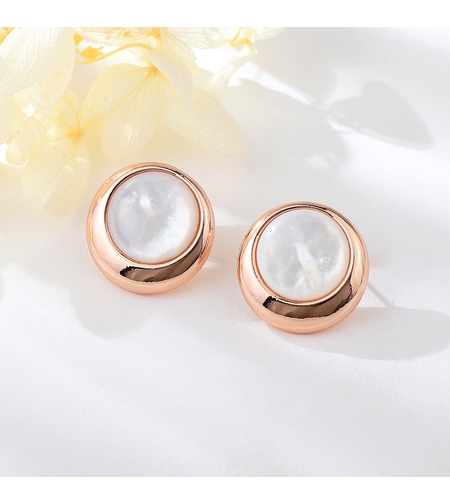 Обеци розово позлатяване със седеф | Колекция Rose Gold | Бижута Invoke.bg