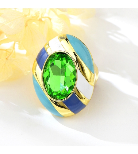 Пръстен жълто позлатяване кристали Swarovski | Колекция Luxury Secret | Бижута Invoke.bg