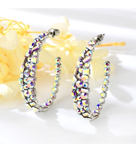 Обеци бяло позлатяване с кристали | Колекция Luxury Secret | Бижута Invoke.bg