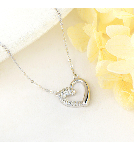 Сребърно колие сърце | колекция Delicate Silver | Бижута Invoke.bg