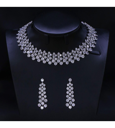 Комплект бяло позлатяване 18К с кристали Swarovski | Колекция Luxury Secret | Бижута Invoke.bg