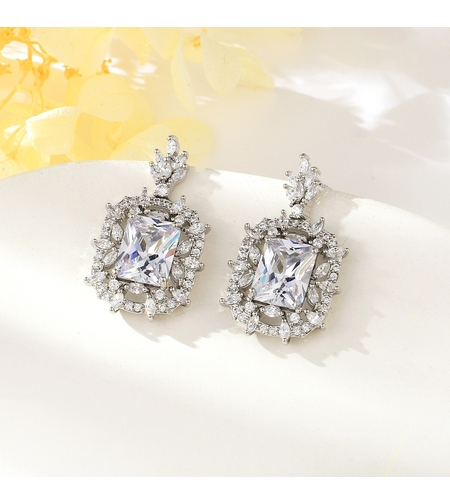 Обеци бяло позлатяване  | Колекция Luxury Secret | Бижута Invoke.bg