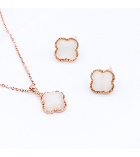 Комплект розово позлатяване стилизирани цветя | Колекция Rose Gold | Бижута Invoke.bg