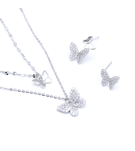 Нежен сребърен комплект пеперуда 2700000069301 | колекция Delicate Silver | Бижута Invoke.bg