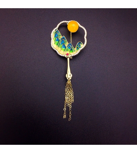 Брошка жълто позлатяване 'Планински пейзаж' | Бижута Invoke.bg