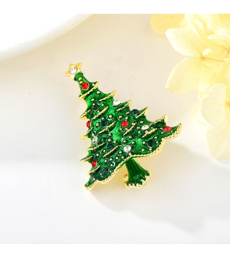 Брошка жълто позлатяване 'Коледна елха' | Бижута Invoke.bg