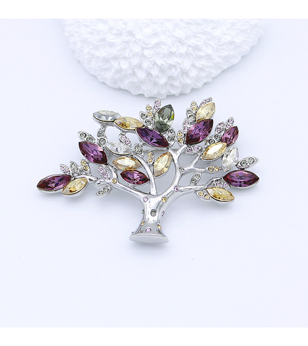 Луксозна брошка бяло позлатяване 'Дърво' | Бижута Invoke.bg