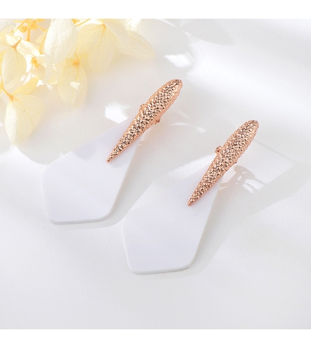 Обеци розово позлатяване бели | Колекция Rose Gold | Бижута Invoke.bg