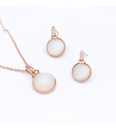 Комплект розово позлатяване котешко око | Колекция Rose Gold | Бижута Invoke.bg