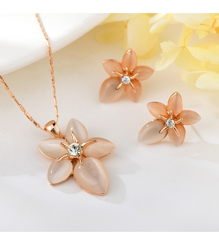 Комплект розово позлатяване цветя | Колекция Rose Gold | Бижута Invoke.bg