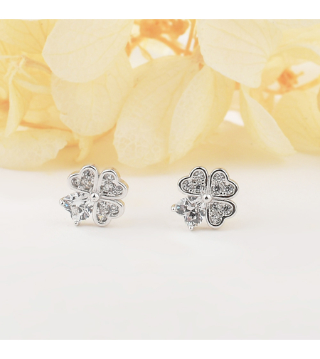 CLOVERS STUD SILVER EARRINGS - 2700000062166