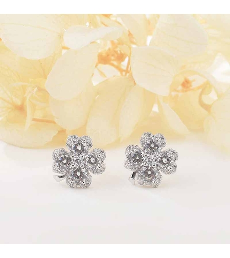 CLOVERS STUD SILVER EARRINGS