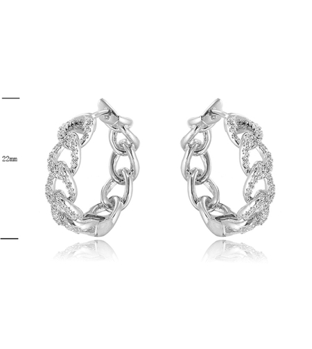 Сребърни обеци Халки вериги с платинирано сребро | Колекция Silver Premium | Бижута Invoke