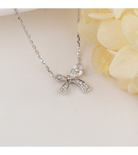 Нежно сребърно колие Панделка 2700000059159 | колекция Delicate Silver | Бижута Invoke.bg