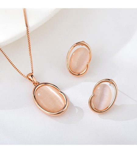 Комплект розово позлатяване котешко око | Колекция Rose Gold | Бижута Invoke.bg