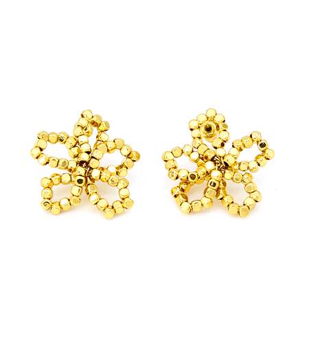 Earrings yellow gold plating flowers 2405112599493 | Desert Shine Collection