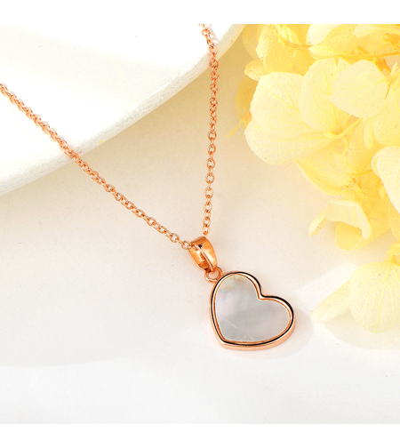 Колие розово позлатяване сърце от седеф | Колекция Rose Gold | Бижута Invoke.bg