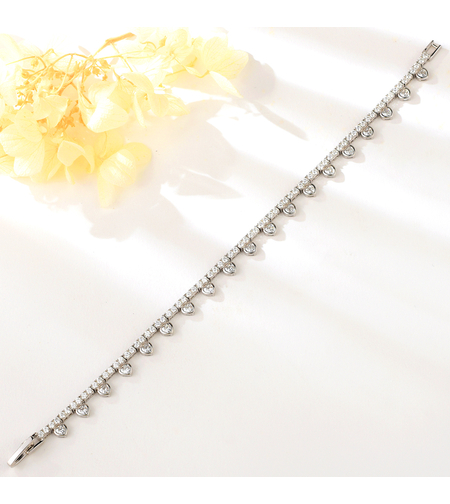 Сребърна гривна с платина и кубични циркони | Колекция Silver Premium | Бижута Invoke.bg