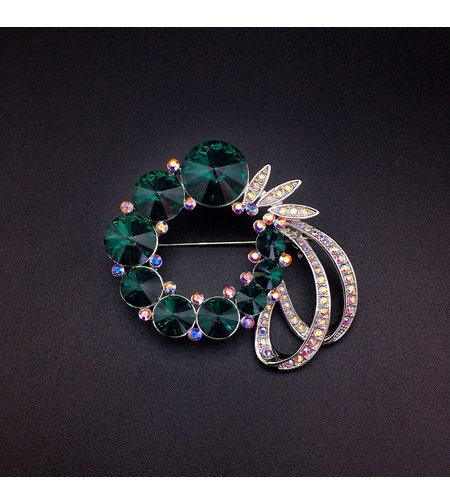 Брошка бяло позлатяване 'Зелен венец' | Бижута Invoke.bg