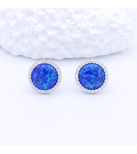 КРЪГЛИ СРЕБЪРНИ ОБЕЦИ С КАМЪНИ ОПАЛ