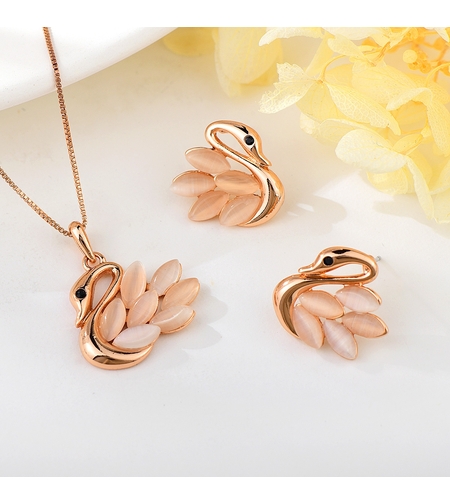 Комплект розово позлатяване лебеди | Колекция Rose Gold | Бижута Invoke.bg