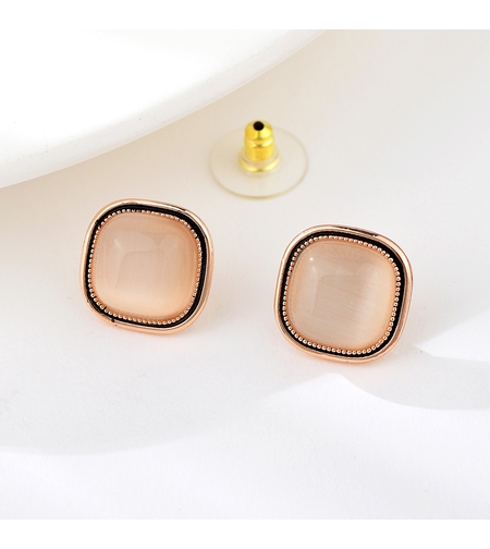 Обеци розово позлатяване класически с котешко око | Колекция Rose Gold | Бижута Invoke