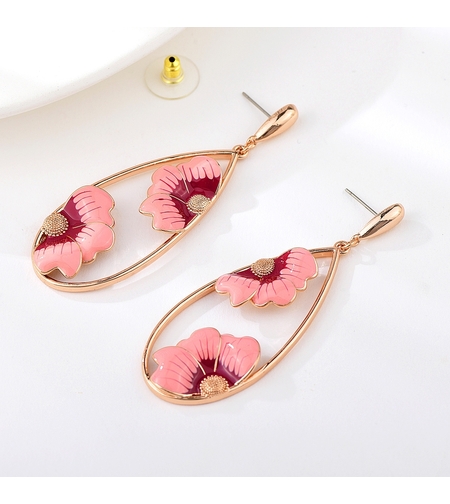 Обеци розово позлатяване цветя | Колекция Rose Gold | Бижута Invoke.bg