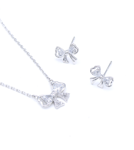 Нежен сребърен комплект панделка | колекция Delicate Silver | Бижута Invoke.bg