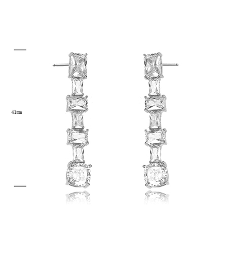 Дълги сребърни обеци с платинирано сребро | Колекция Silver Premium | Бижута Invoke.bg