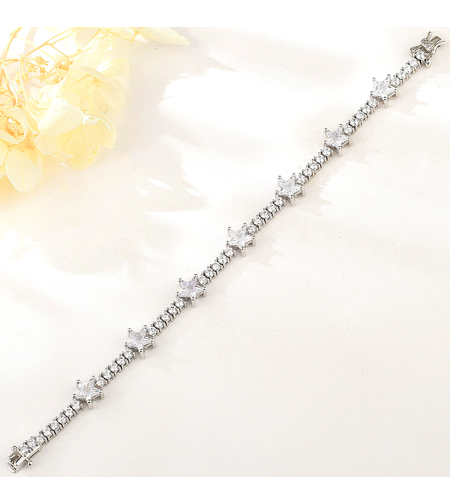 Сребърна гривна с платина и кубични циркони | Колекция Silver Premium | Бижута Invoke.bg