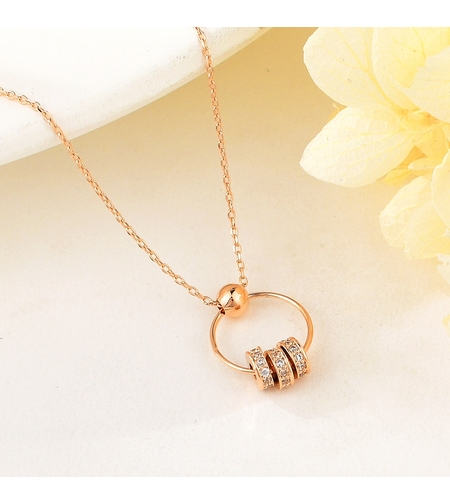 Колие розово позлатяване Колелца | Колекция Rose Gold | Бижута Invoke.bg