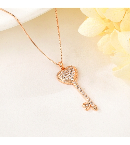 Колие розово позлатяване ключ | Колекция Rose Gold | Бижута Invoke.bg