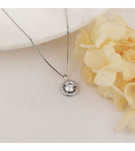 Нежно сребърно колие слънце 2700000059494