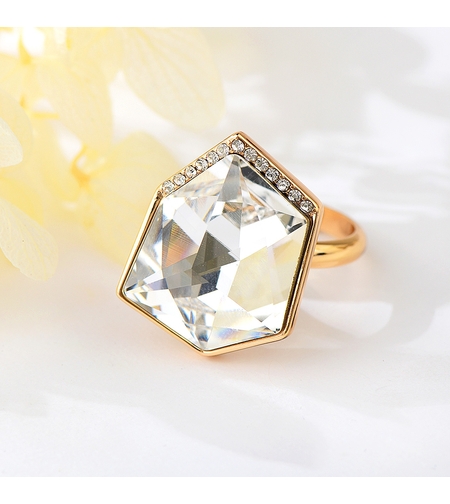 Пръстен жълто позлатяване с кристали Swarovski | Колекция Luxury Secret | Бижута Invoke.bg