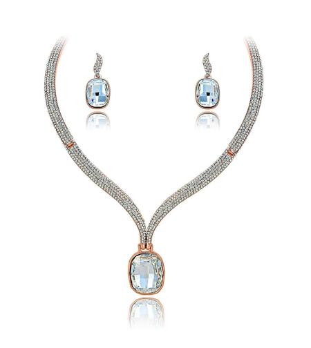 Комплект розово позлатяване с кристали Swarovski- LSS | Колекция Rose Gold | Бижута Invoke.bg