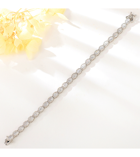 Сребърна тенис гривна с платина | Колекция Silver Premium | Бижута Invoke.bg