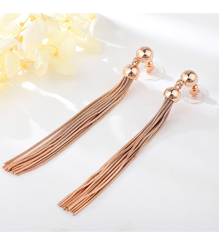 Обеци розово позлатяване пискюли | Колекция Rose Gold | Бижута Invoke.bg