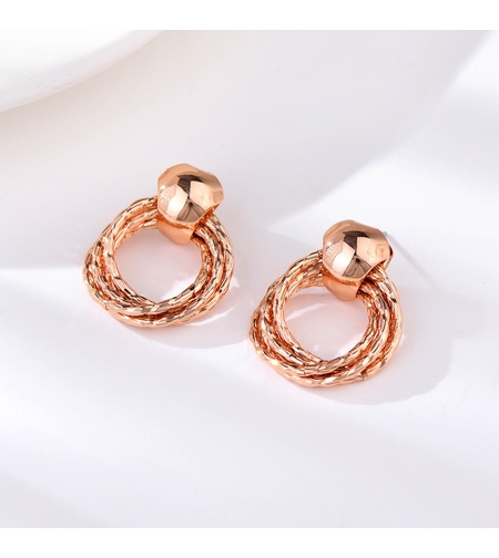 Обеци позлатен сноп в кръг с розово позлатяване | Колекция Rose Gold | Бижута Invoke.bg