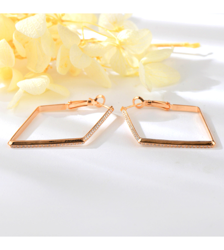 Сребърни обеци начупени халки розово позлатяване | колекция Delicate Silver | Бижута Invoke.bg