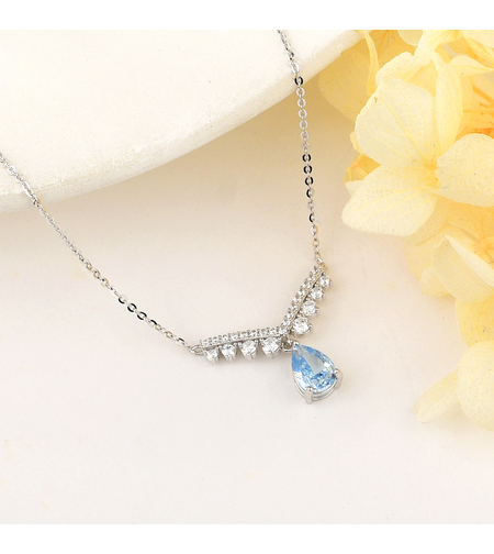 Сребърно колие синя капка | Колекция Crushed Ice | Бижута Invoke